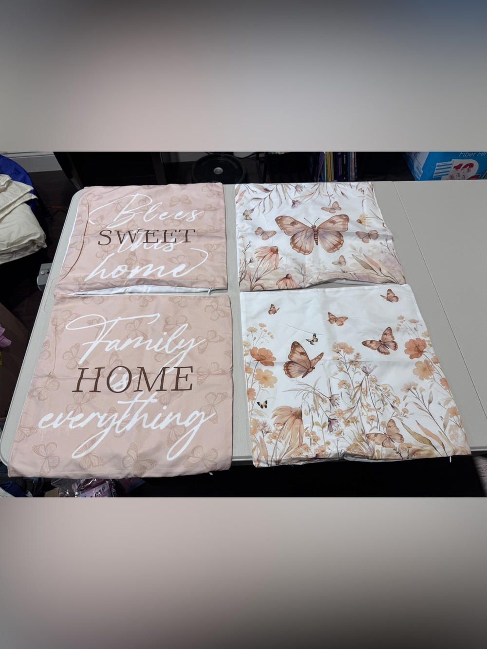 Blush Butterfly Floral Pillow Shams Silky Smooth Set of 4
